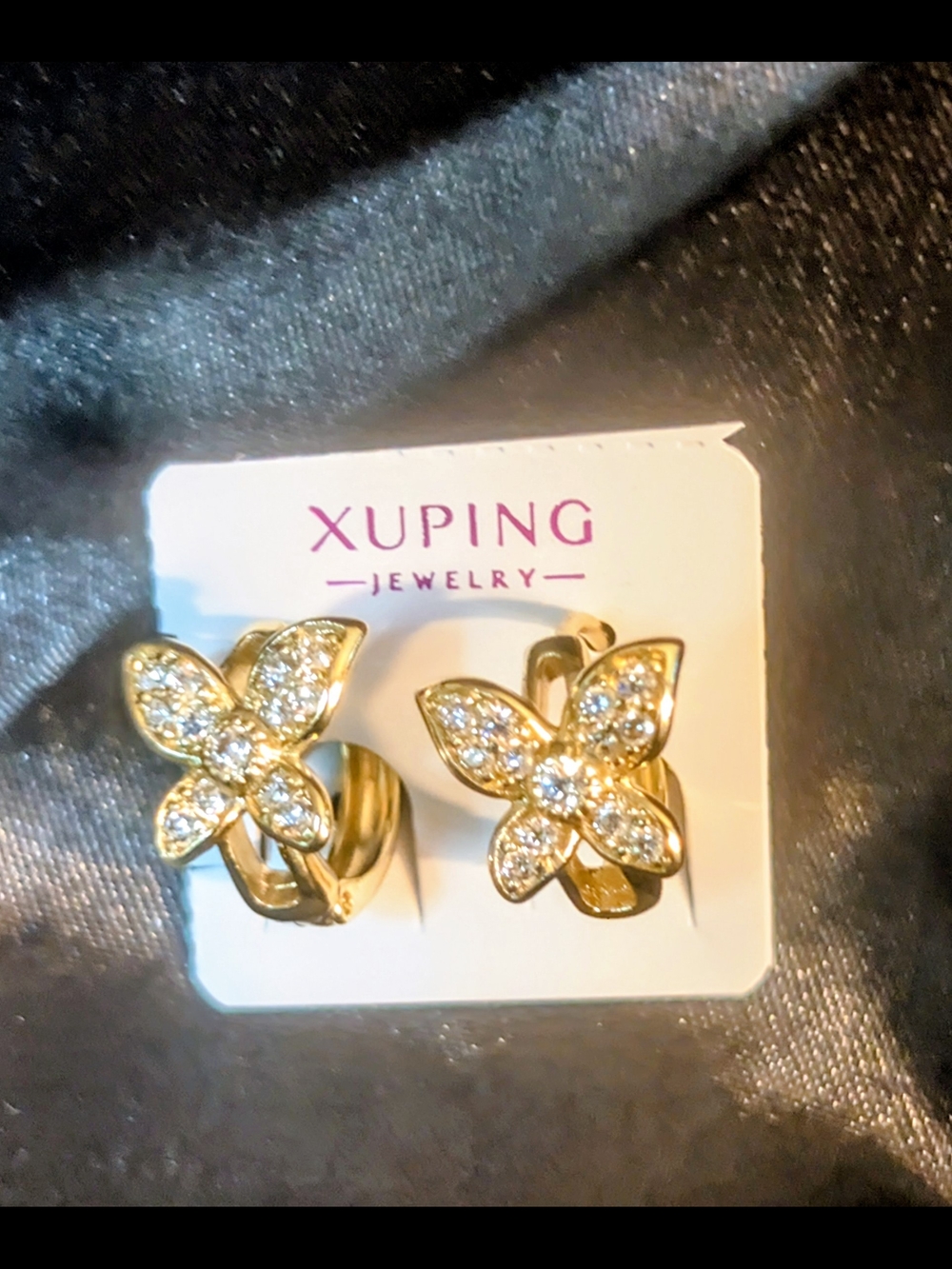 Gold Crystal Butterfly Clip-On Earrings - Gold